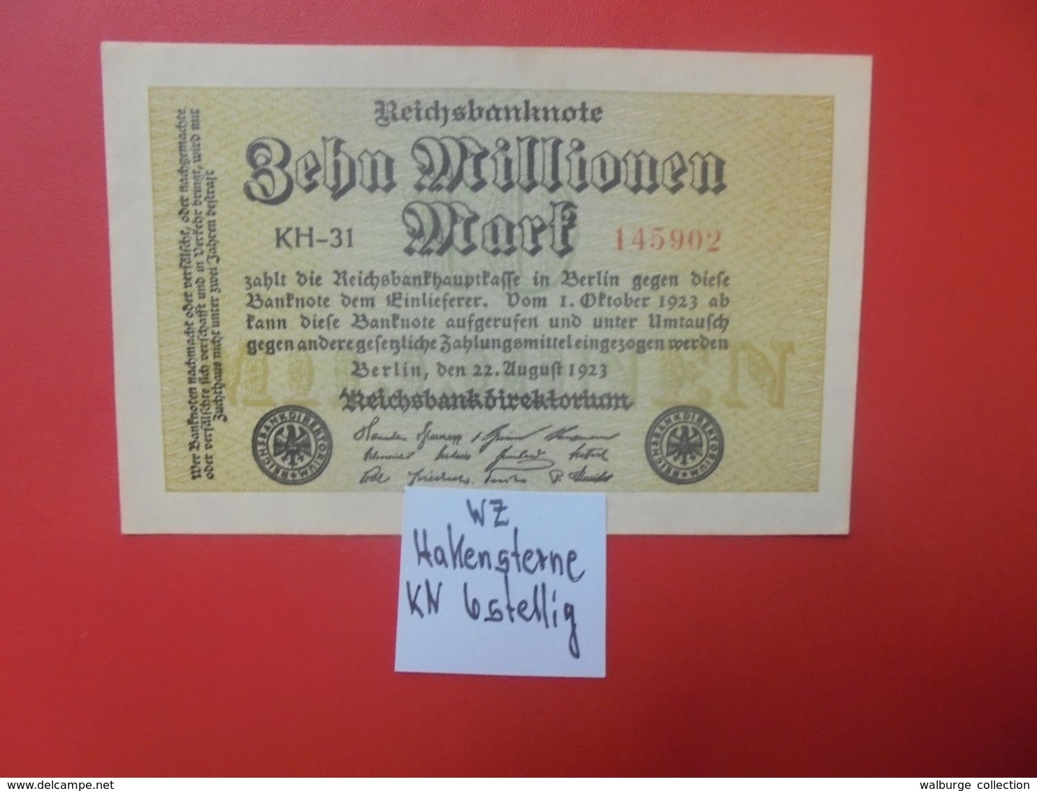 Reichsbanknote 10 MILLIONEN MARK 1923 VARIANTE 6 CHIFFRES CIRCULER (B.16) - 10 Mio. Mark