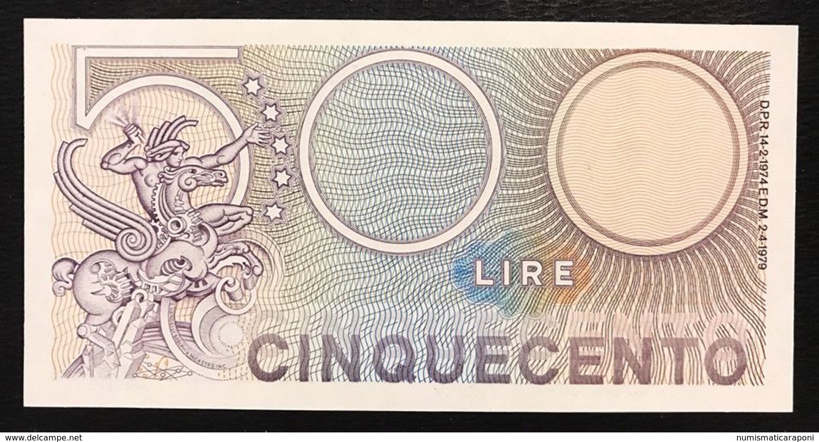 500 LIRE MERCURIO 02 04 1979 Q.fds Serie Sostitutiva Rara W26 LOTTO 2205 - 500 Liras