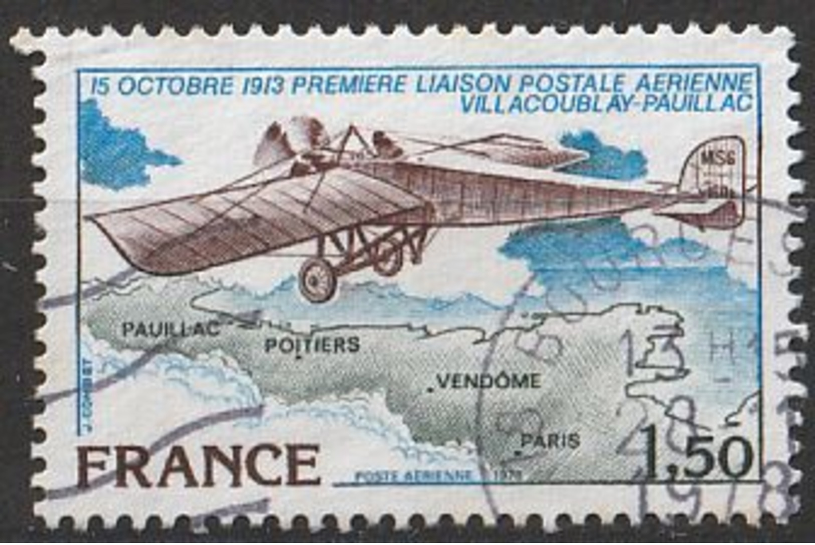 Timbre France  De La Poste Aérienne Aviation Avion Plane   N° Yvert PA 51 De 1978 Oblitéré - 1960-.... Matasellados