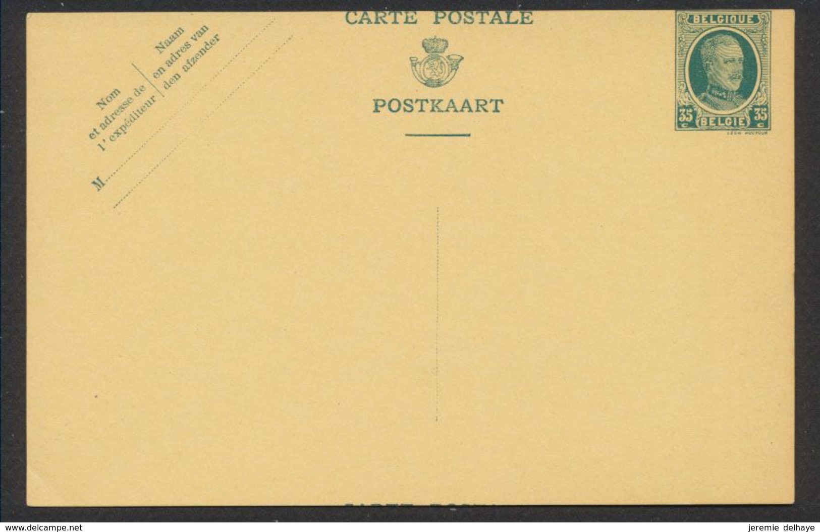 EP Au Type 35ctm Vert Houyoux Neuf + Variété D'impression : Décallage De L'impression Vers Le Haut. TB - Briefkaarten 1909-1934