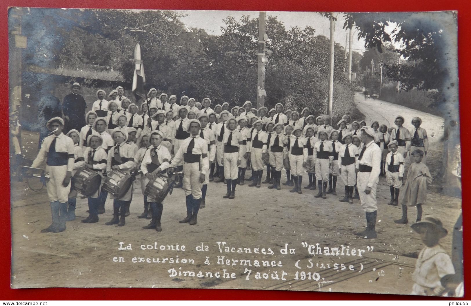 Carte Photo HERMANCE 75 PARIS 12e Vincennes Anime   Colonie De Vacances Du CHANTIER 1910 - Hermance