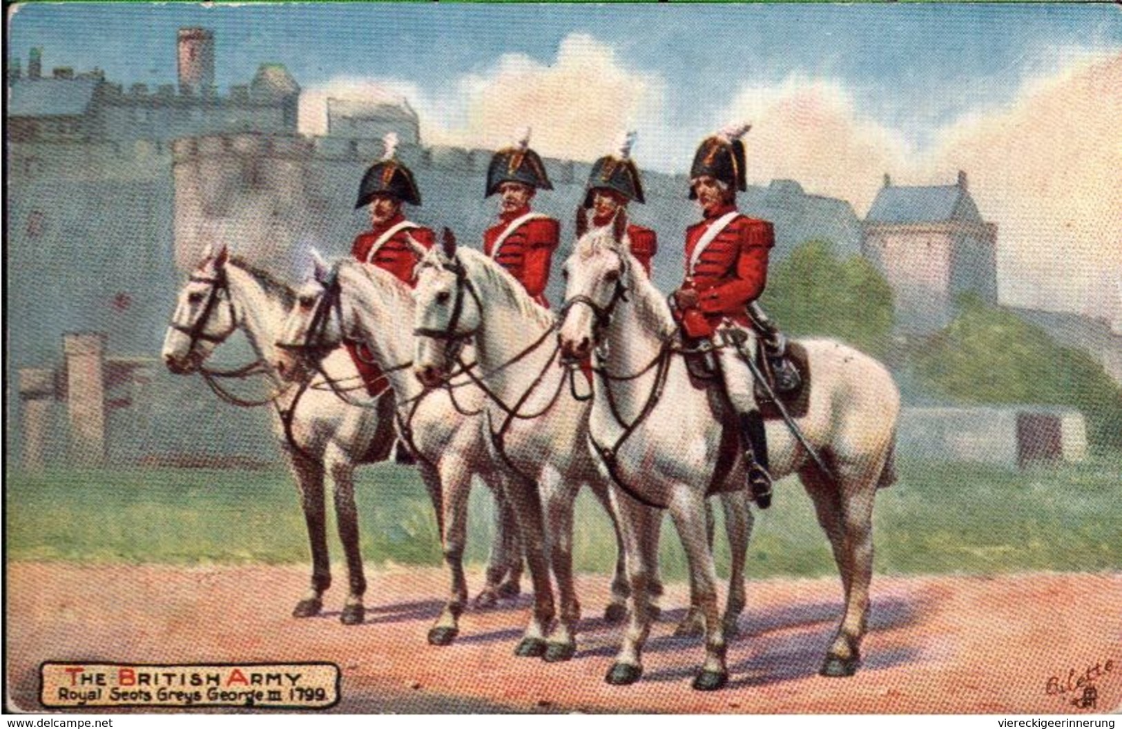! Alte Ansichtskarte, The British Army, Royal Scots Greys George III. 1799, Pferde, Horses, Militaria, Tuck Oilette 9478 - Uniforms