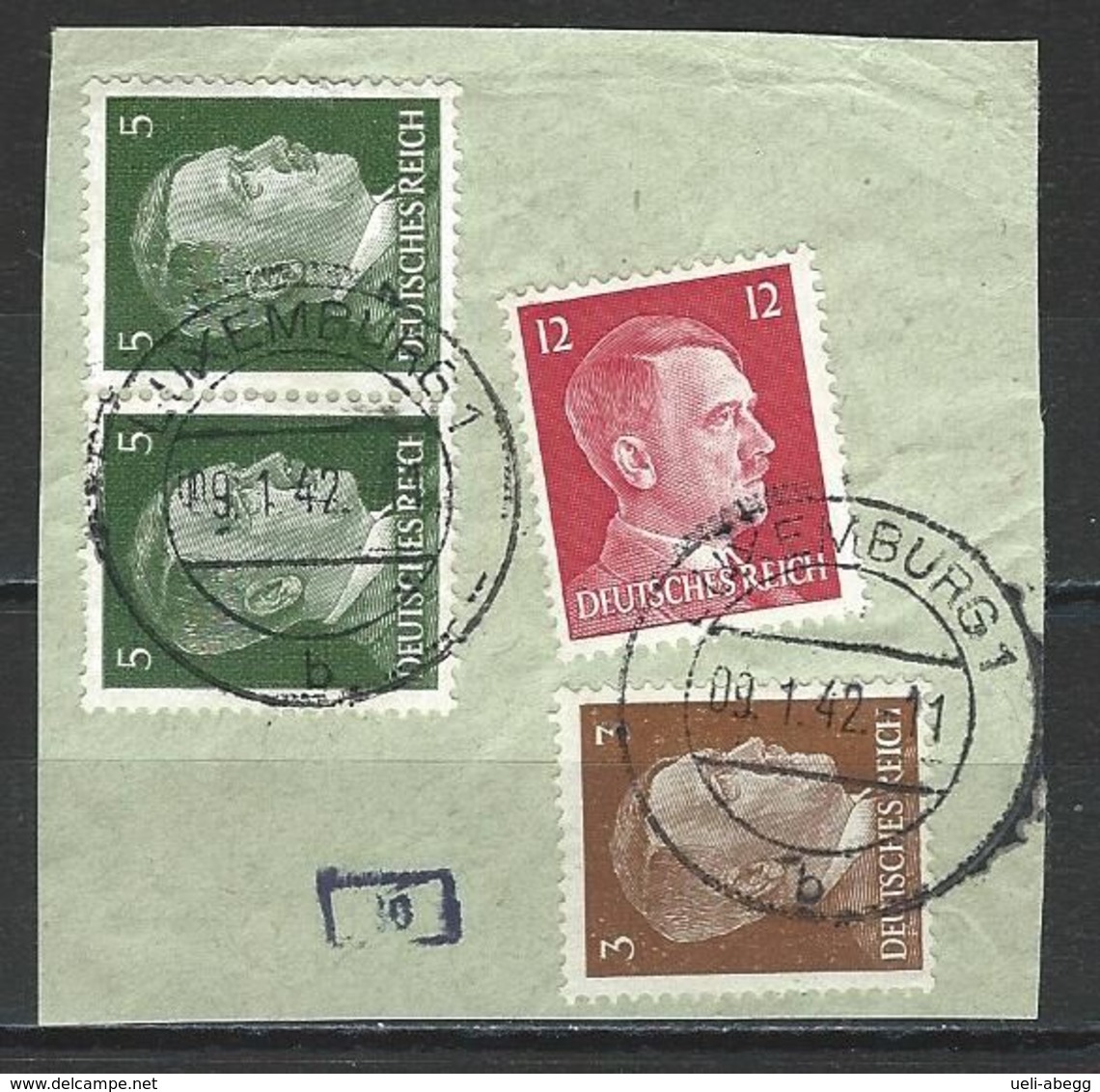 Dt. Reich Mi 782, 784, 788 O Luxemburg 9.1.42 - 1940-1944 German Occupation