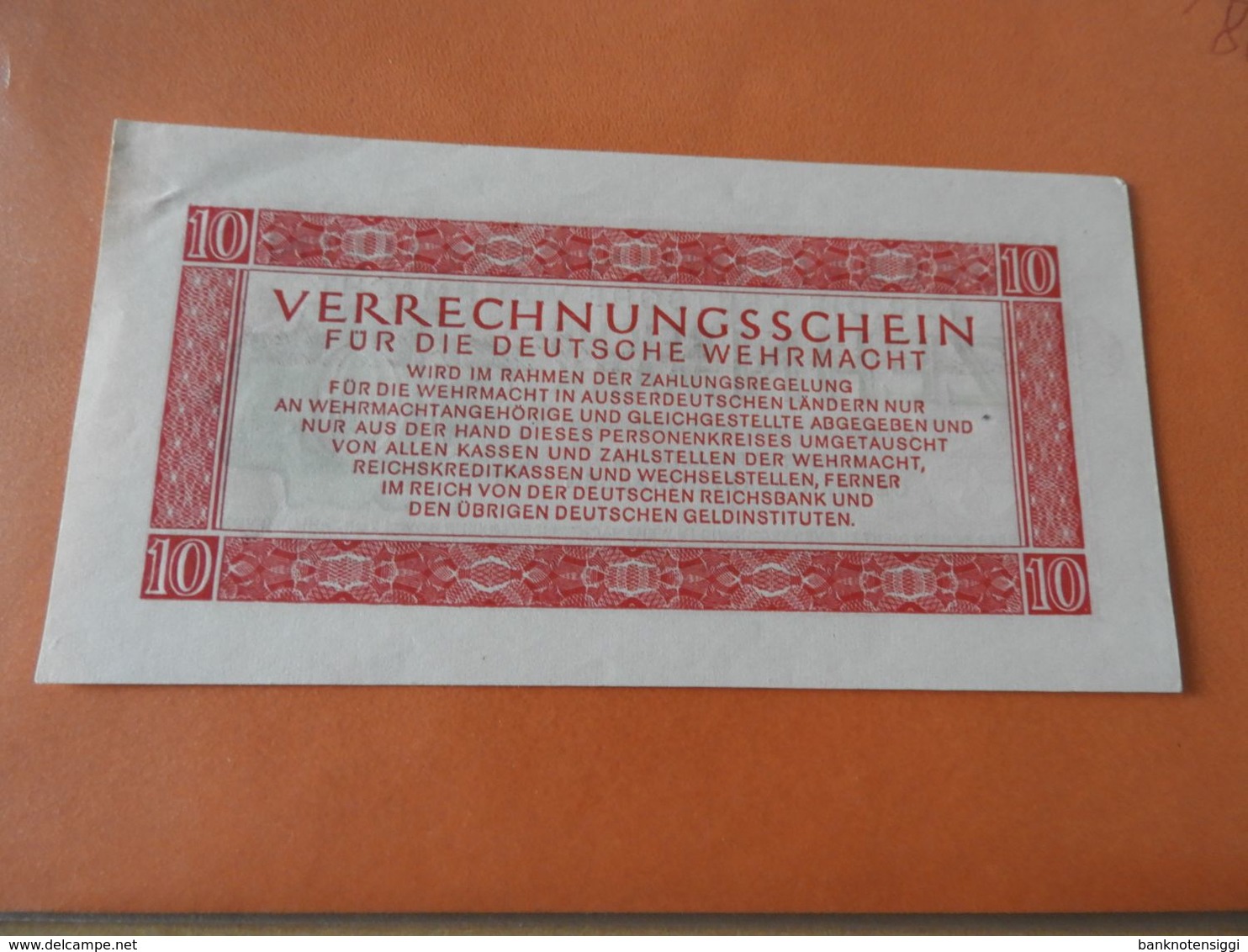 Drittes Reich -Deutsche Wehrmacht Verrechungsschein 10 RM 1944 - Verrechnungsscheine - Dt. Wehrmacht