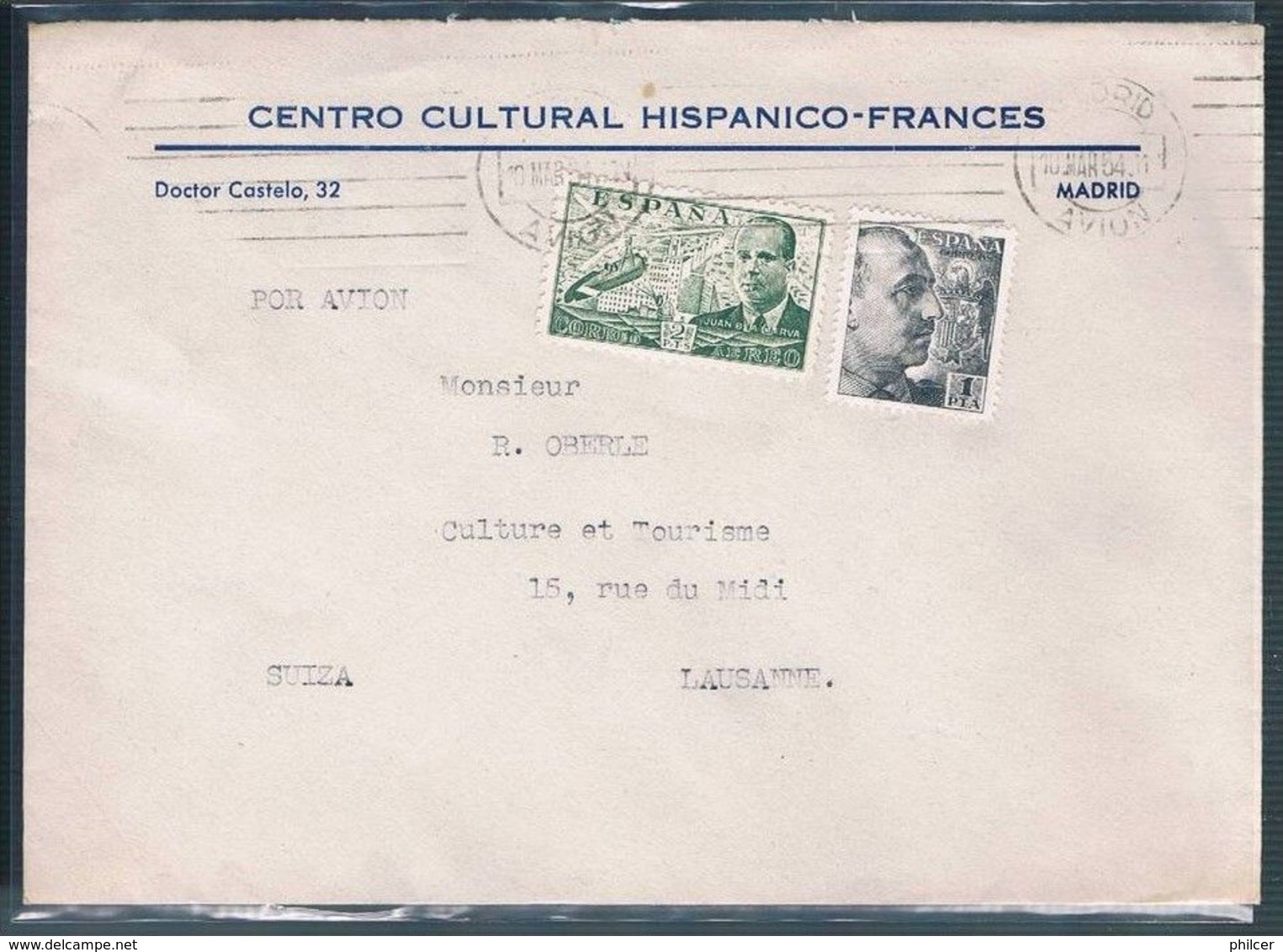 Espa&ntilde;a, 1954, Madrid-Lausanne - Cartas & Documentos