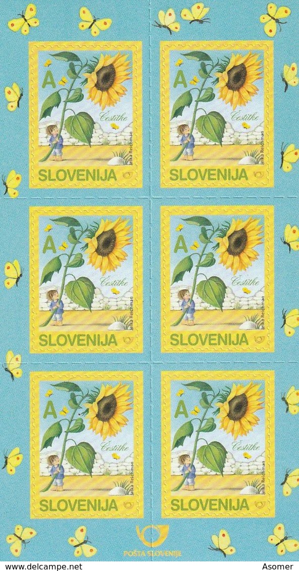 Slovenia Sunflower Flowers Plants (butterflies) Small Sheet 2005 MNH** - Slowenien