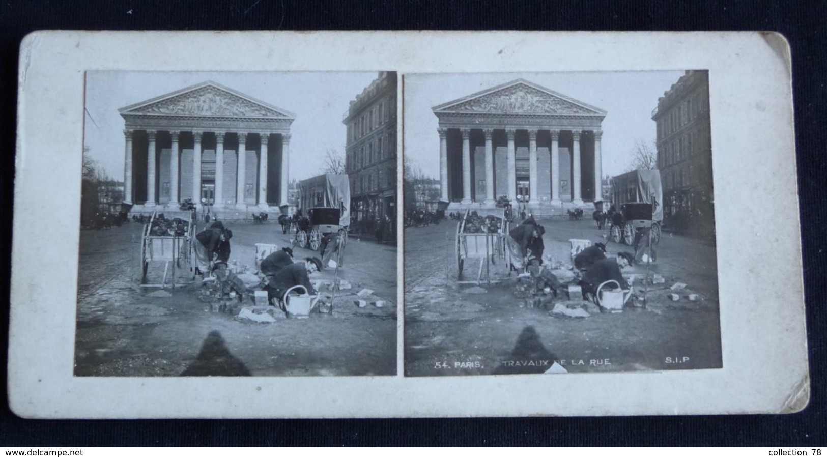 ANCIENNE ET TRES BELLE PHOTO STEREO PARIS TRAVAUX DE LA RUE - Stereoscopic