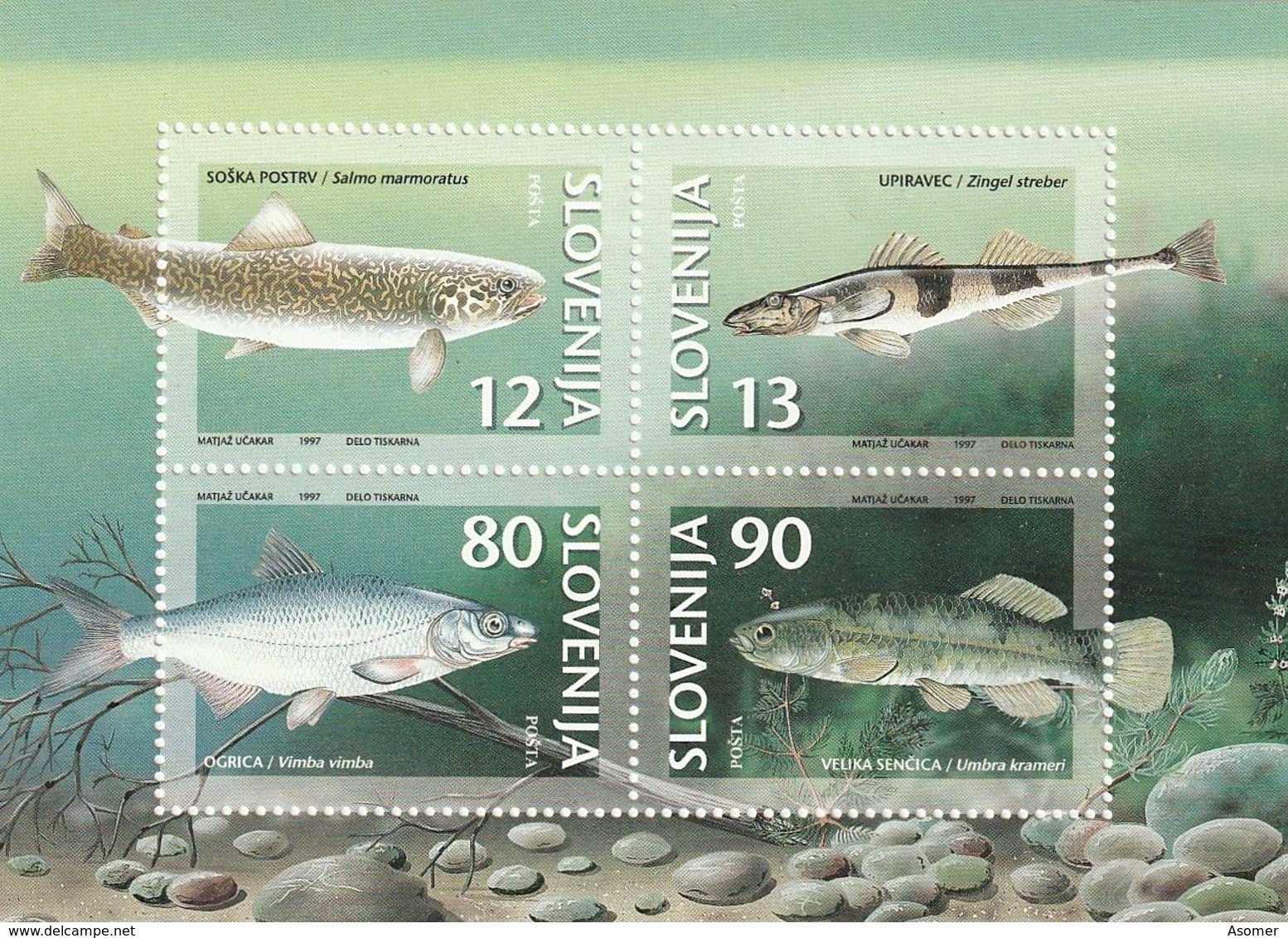 Slovenia Fish Trout Block 1997 MNH** - Slowenien