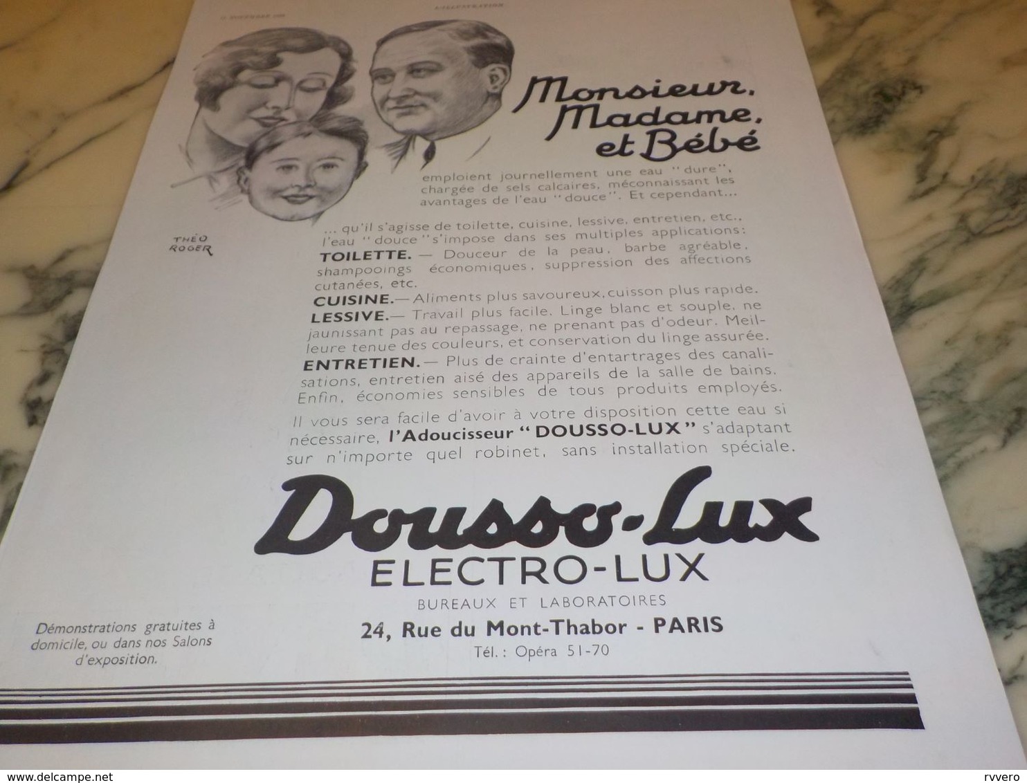 ANCIENNE PUBLICITE DOUSSO LUX  ELECTRO LUX 1933 - Autres & Non Classés