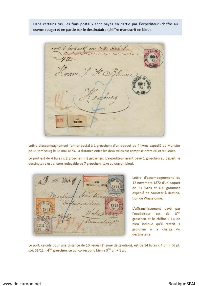 Les documents d'accompagnement des colis postaux d'Alsace-Lorraine 1871-1876 - Elsass Lothringen - SPAL 2020