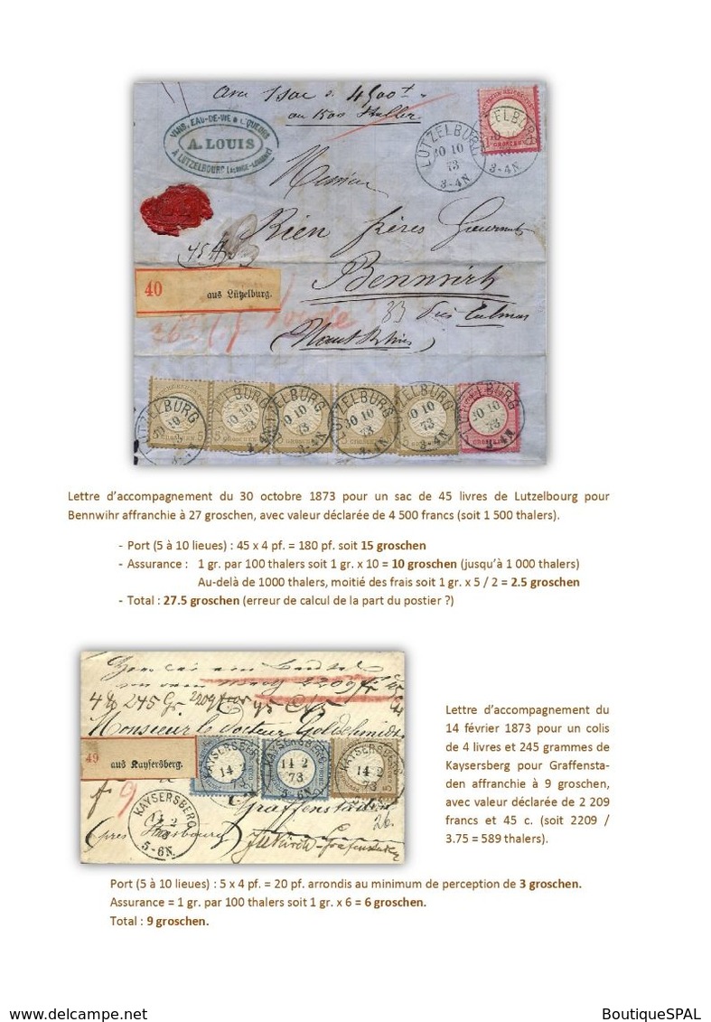 Les documents d'accompagnement des colis postaux d'Alsace-Lorraine 1871-1876 - Elsass Lothringen - SPAL 2020