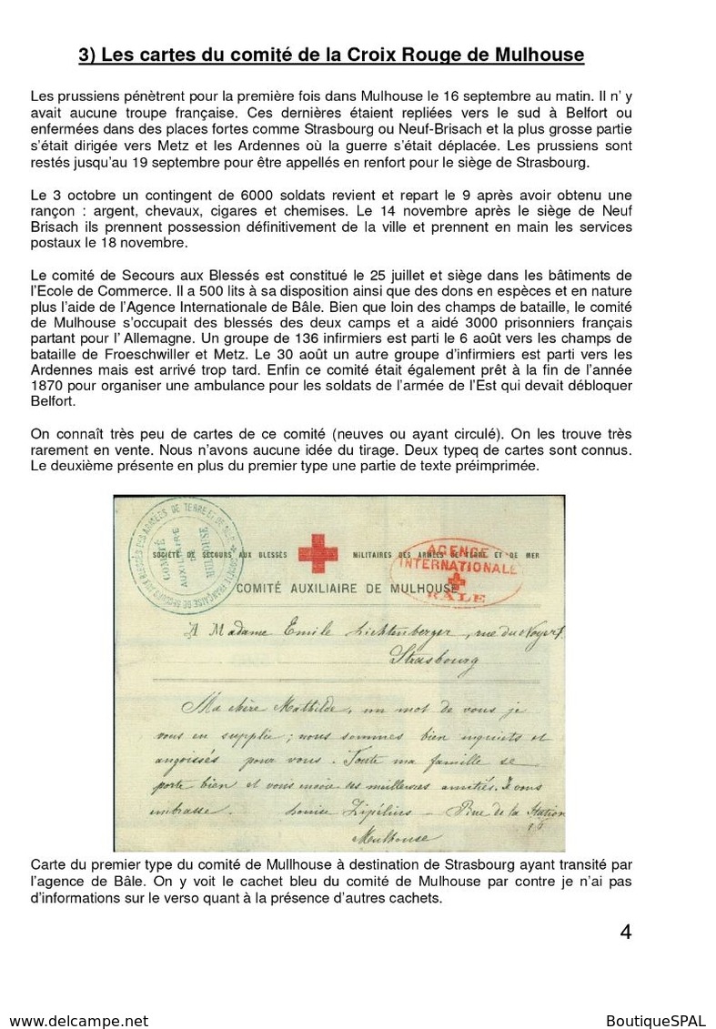 Les Cartes De Correspondance De La Croix-Rouge En Alsace En 1870 - SPAL 2020 - Elsass - Rotes Kreuz 1870 - Filatelia E Historia De Correos