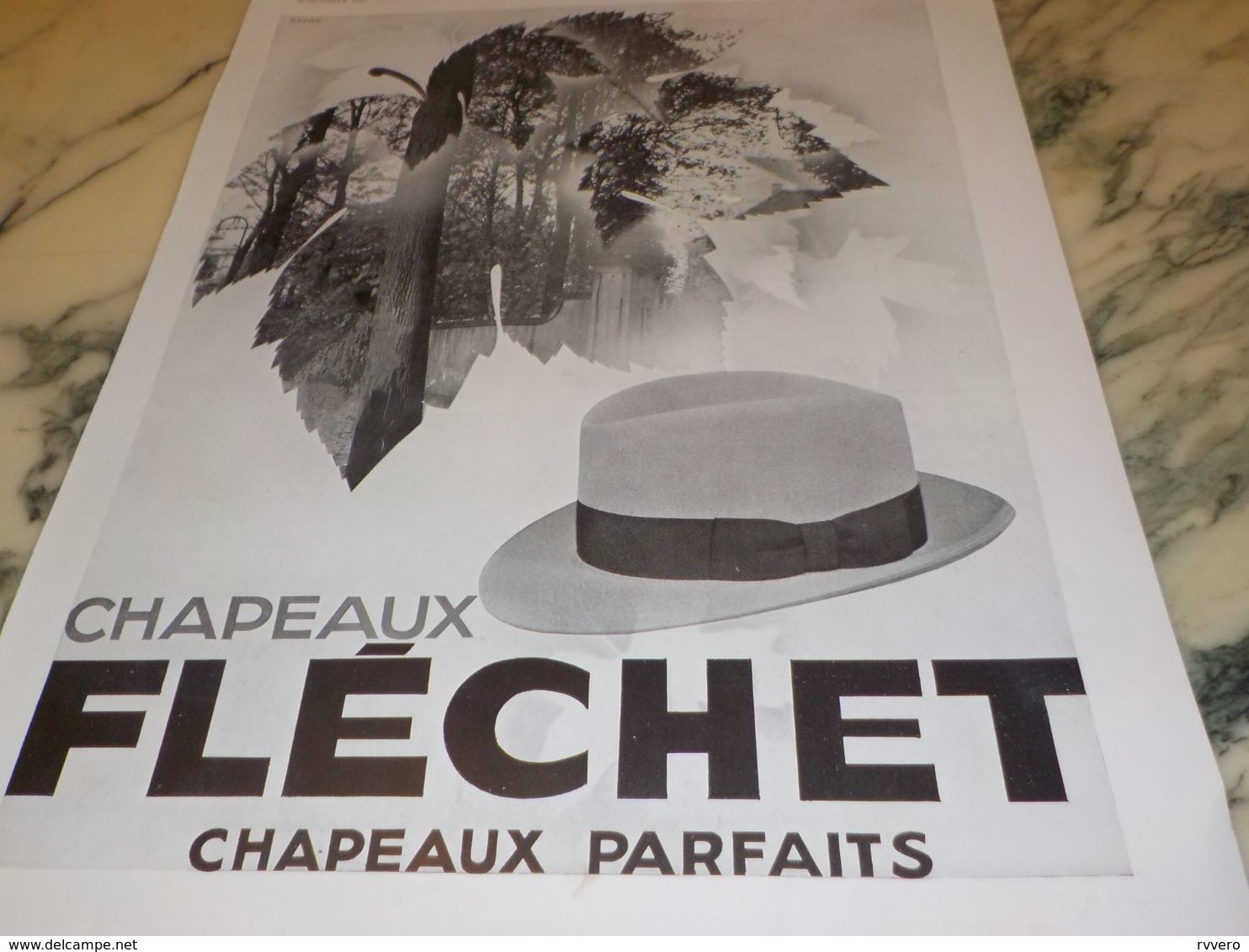 ANCIENNE PUBLICITE CHAPEAUX FLECHET  1933 - Altri & Non Classificati