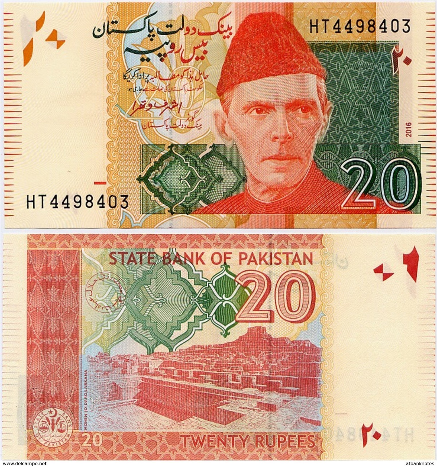 PAKISTAN       20 Rupees        P-55j        2016        UNC  [sign. Ashraf M. Wathra] - Pakistan