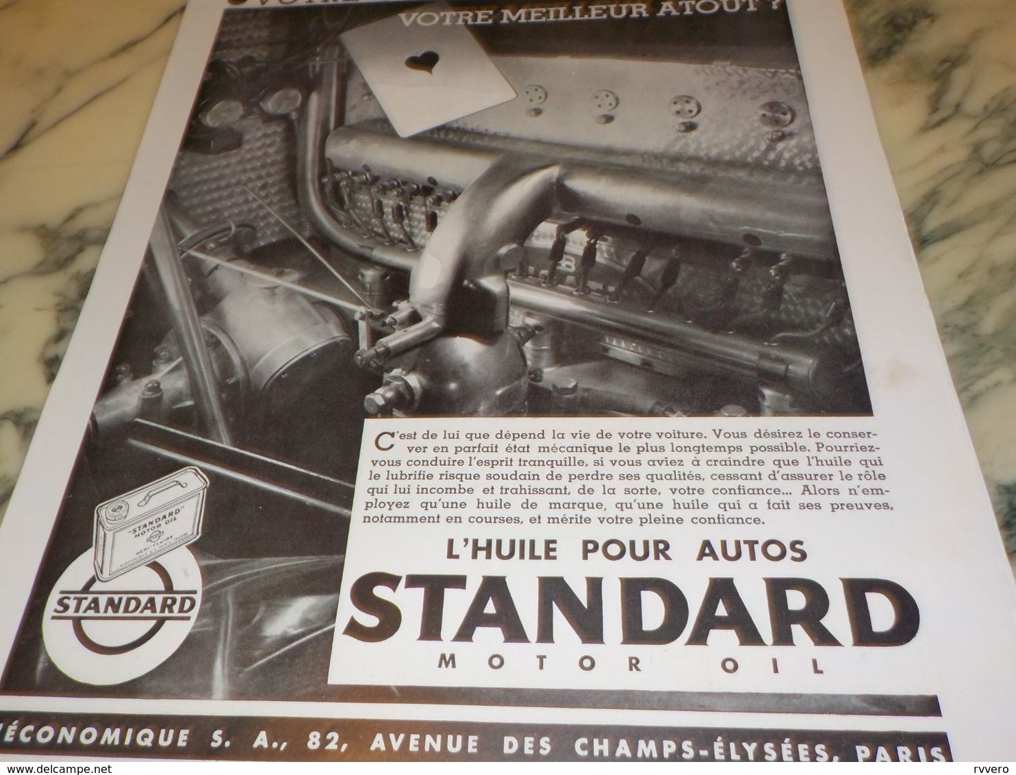 ANCIENNE PUBLICITE MEILLEUR ATOUT HUILE STANDARD  1933 - Altri & Non Classificati