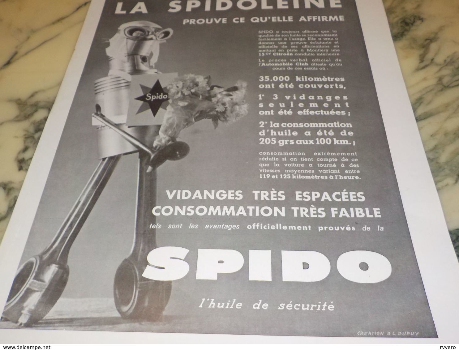 ANCIENNE PUBLICITE  LA SPIDOLEINE ET  HUILE SPIDO 1933 - Altri & Non Classificati