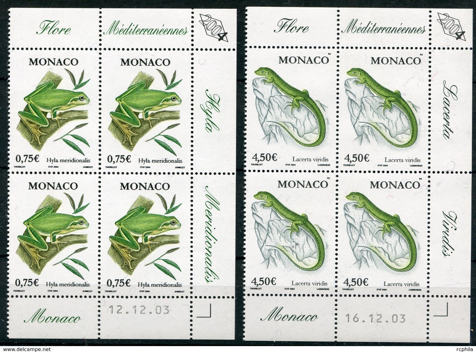 RC 18151 MONACO N° 2429 / 2430 FAUNE BATRACIEN ET REPTILE BLOC DE 4 COIN DATÉ NEUF ** TB - Neufs