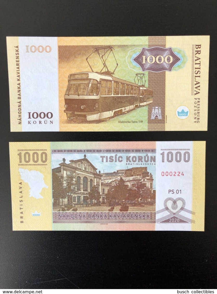 2020 Matej Gabris 1000 Korun Bratislava Elektricka Tatra T3P Tramway Straßenbahn PS01 UNC SPECIMEN ESSAY Tirage Limité - Fictifs & Spécimens