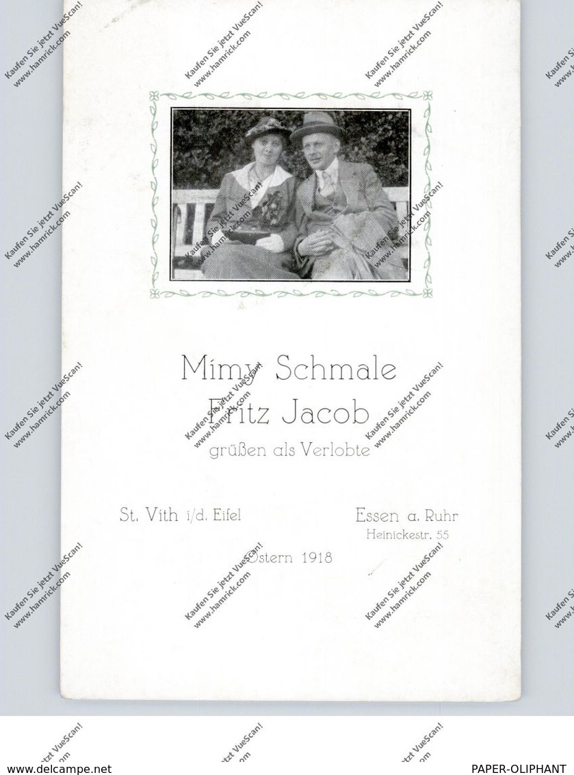 B 4780 SANKT VITH, Verlobungskarte 1918, Mimy Schmale - Fritz Jacob - Saint-Vith - Sankt Vith