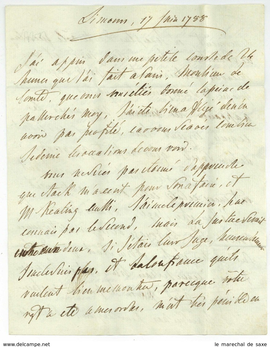 Charles Rosalie De ROHAN Comte De JARNAC (1740-1813) Marechal De Camp Walsh Serrant Regiment Irlandais Limours 1788 - Historical Documents