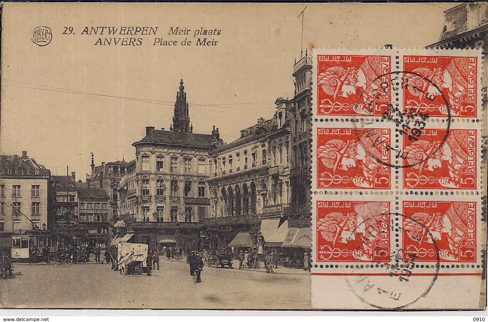 NR.336 IN BLOK VAN 6 AFGESTEMPELD  22 IX.1934 OP POSTKAART VAN ANTWERPEN MEIR PLAATS NAAR AMAY - 1932 Cérès Et Mercure