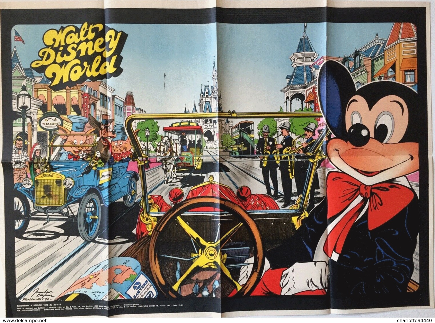 POSTER " WALT DISNEY WORLD " Supplement Au Spirou N° 1828  De  1973 - Spirou Magazine