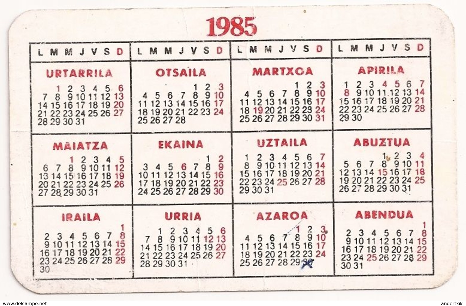 Calendario De Bolsillo, 1985 Comites Antinucleares Y Ecologistas - Formato Piccolo : 1981-90