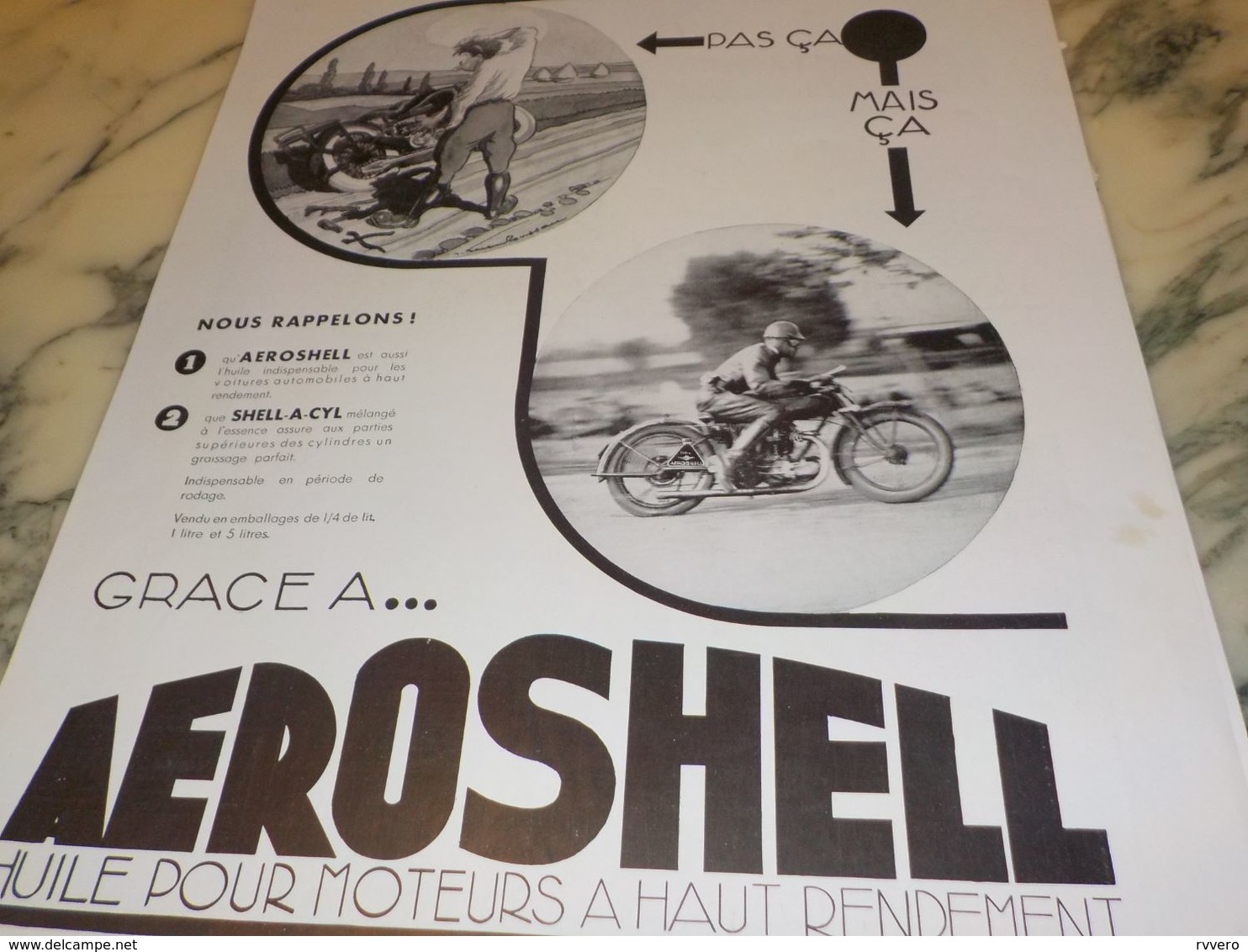 ANCIENNE PUBLICITE HUILE SHELL PAS CA MAIS CA 1933 - Altri & Non Classificati