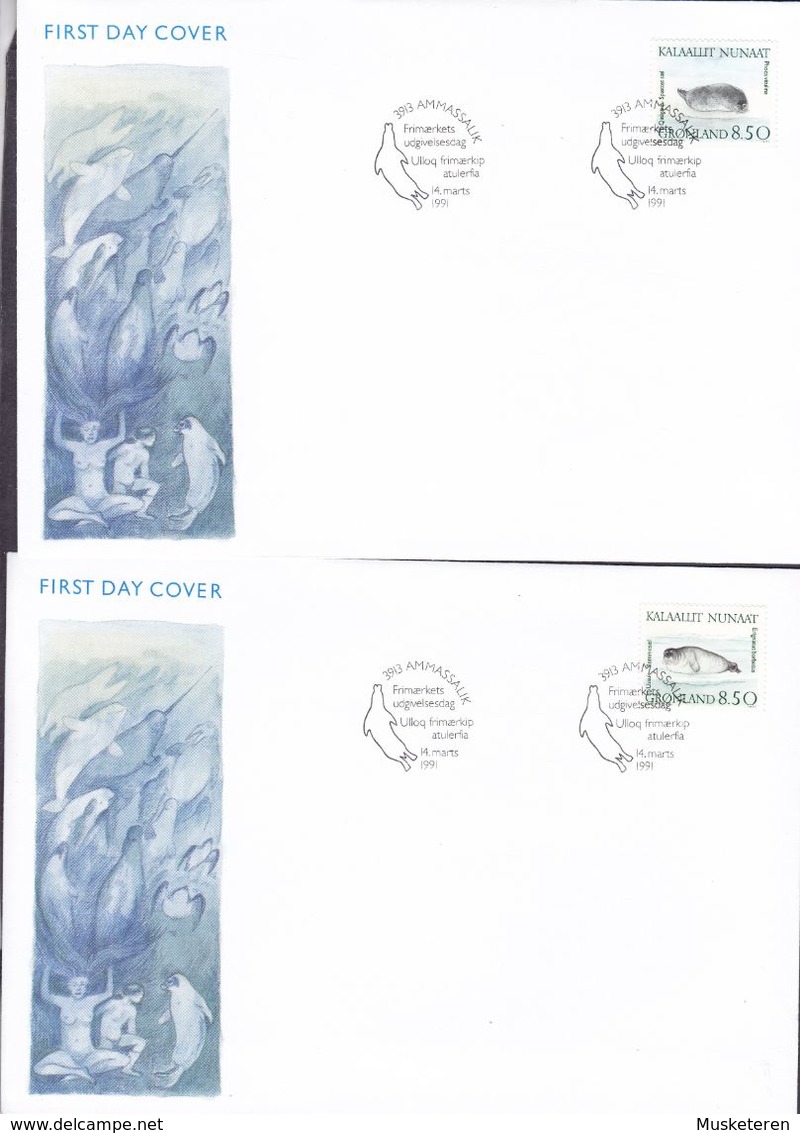 Greenland Ersttags Brief Premier Jour Lettre FDC Cover 1991 Seals Robben Complete Set !! - FDC