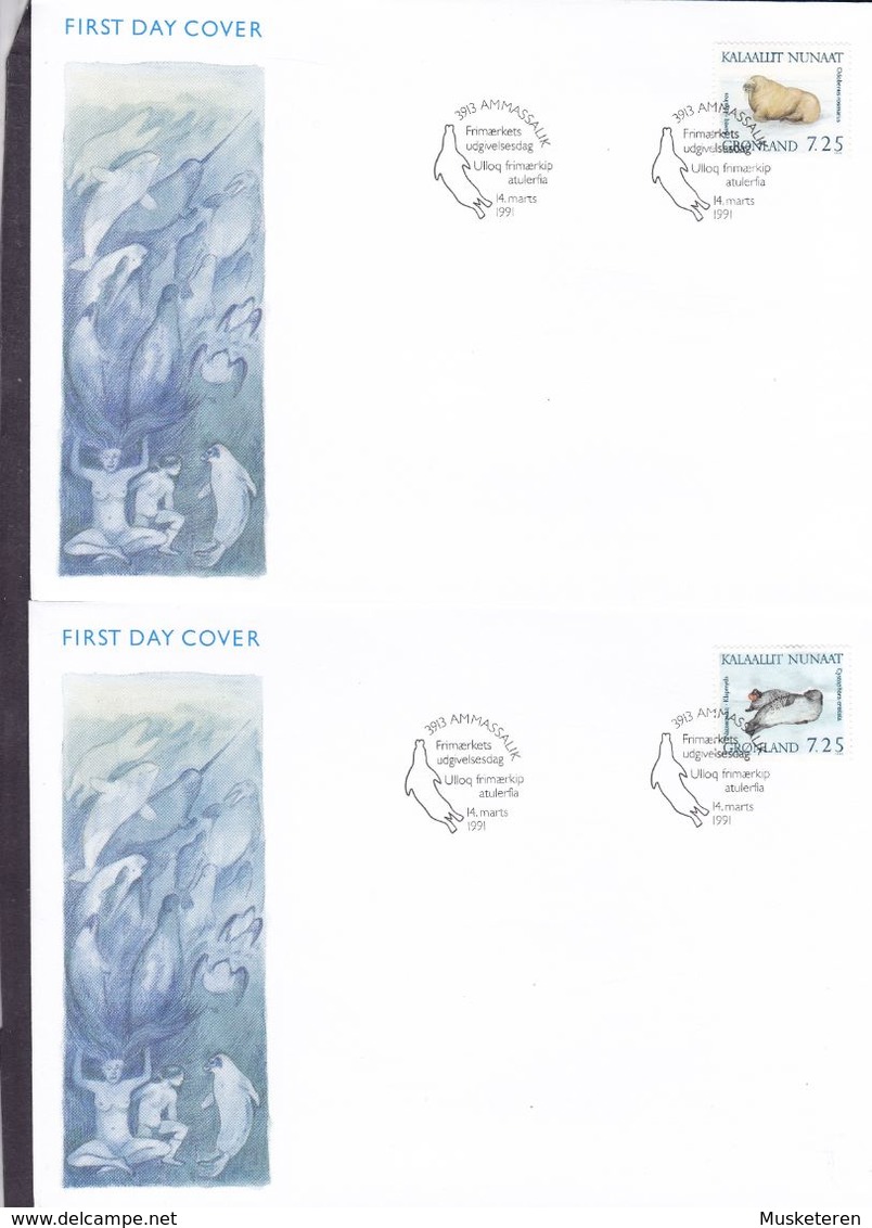 Greenland Ersttags Brief Premier Jour Lettre FDC Cover 1991 Seals Robben Complete Set !! - FDC