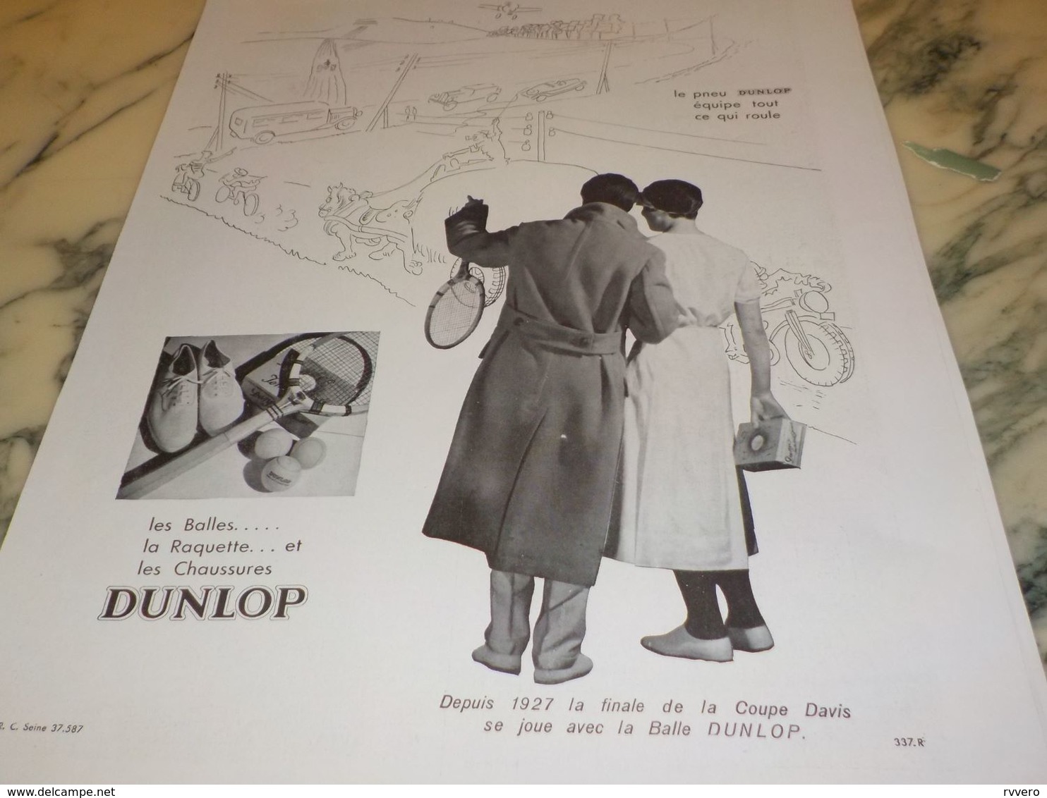 ANCIENNE PUBLICITE LES BALLES LA RAQUETTE ET CHAUSSURE DUNLOP 1933 - Autres & Non Classés