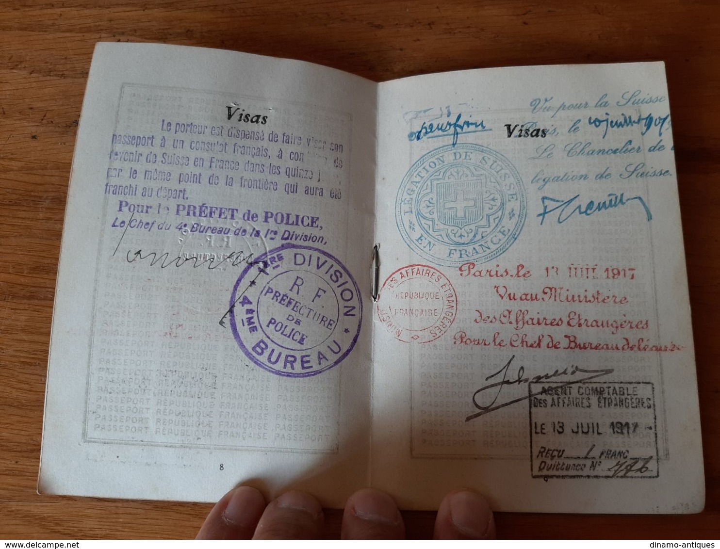 1917 France passport passeport issued in Paris for travel to Switzerland issued for industrial president of court Seine