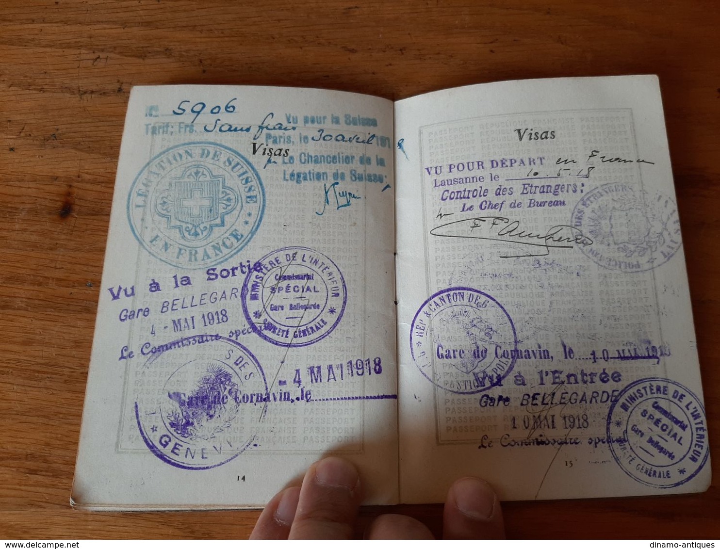 1917 France passport passeport issued in Paris for travel to Switzerland issued for industrial president of court Seine