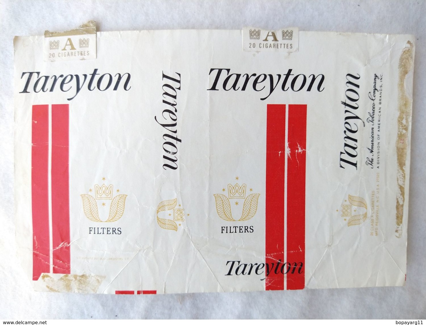 Paquet De Cigarettes Vide Cigarrettes Tareyton USA RARE #14 - Empty Cigarettes Boxes