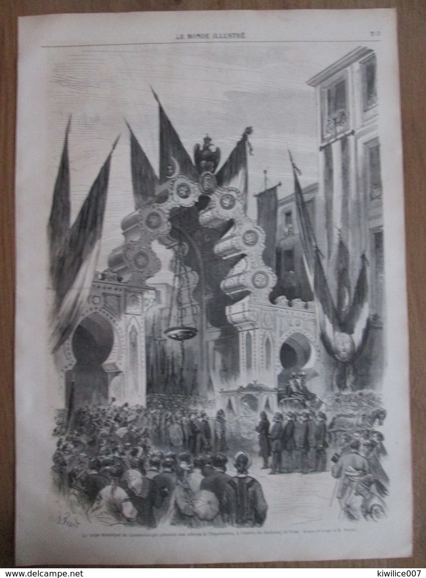 Gravure  1869  Constantinople  Entrée Du Faubourg De PERA  Le Corps Municipal - Non Classés