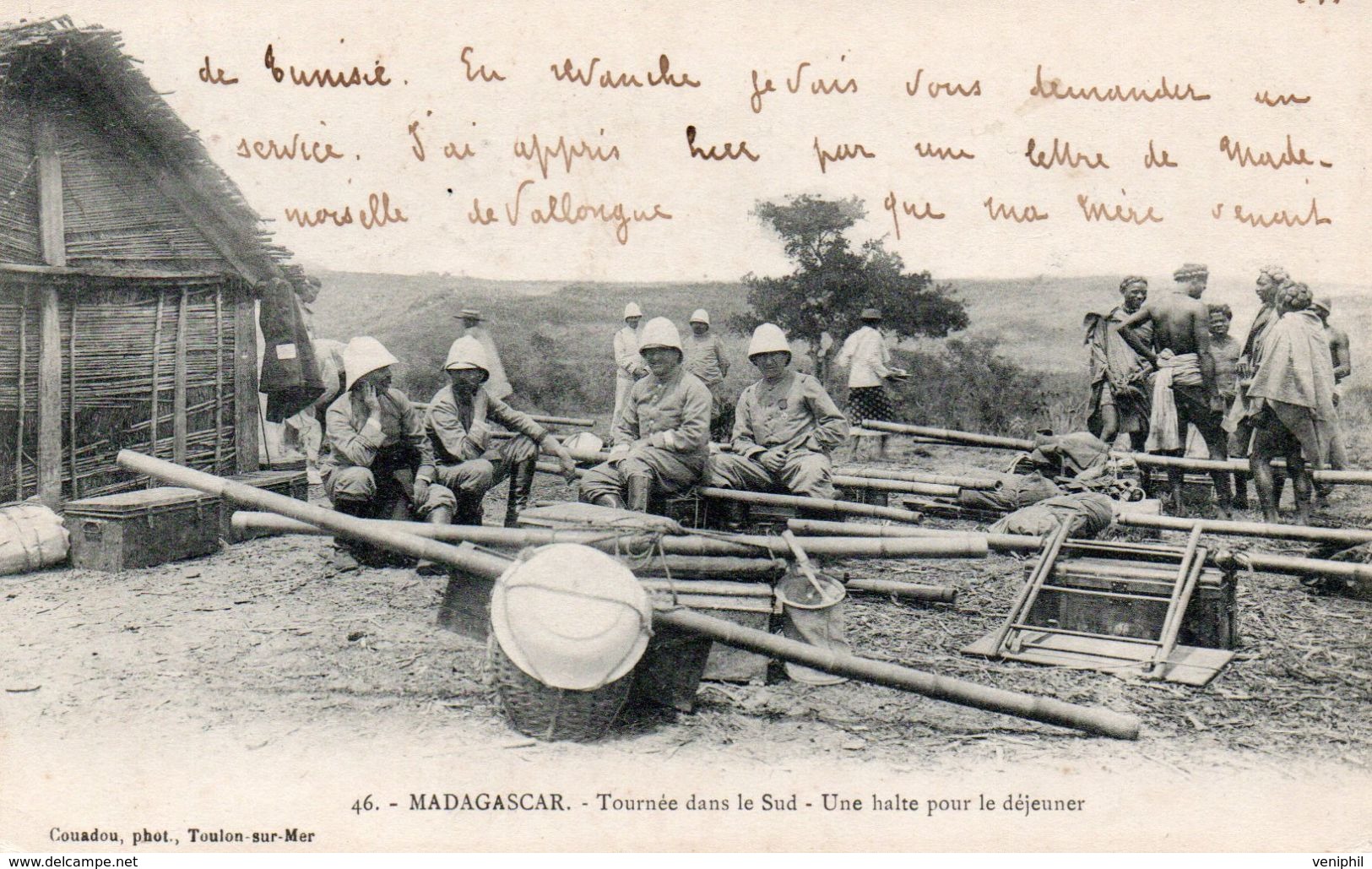 CARTE MADAGASCAR- TOURNEE DANS LE SUD -UNE HALTE POUR LE DEJEUNER-ANNEE 1903 - Madagaskar