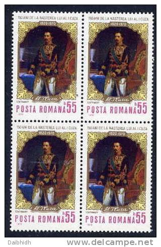 ROMANIA 1970 Cuza Birth Anniversary Block Of 4 MNH / **  Michel 2835 - Unused Stamps