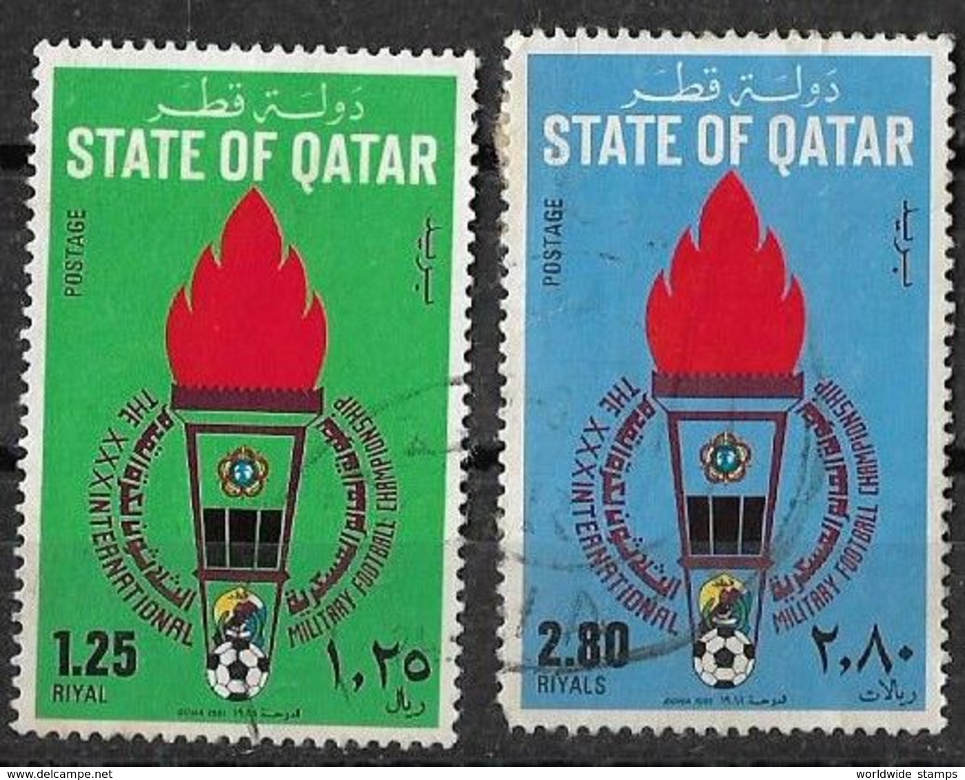 QATAR 1981-Military Football Championship, Set Of 2-USED S.G. 715-716, Cat £ 20-Used - Qatar