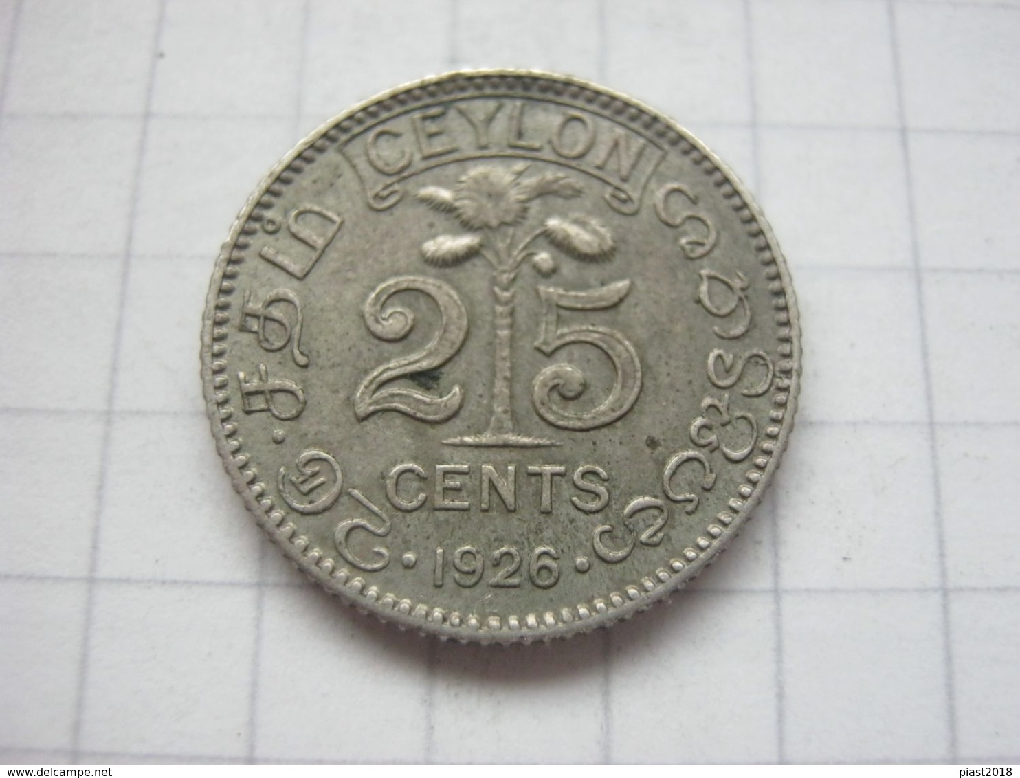 Ceylon , 25 Cents 1926 - Colonies