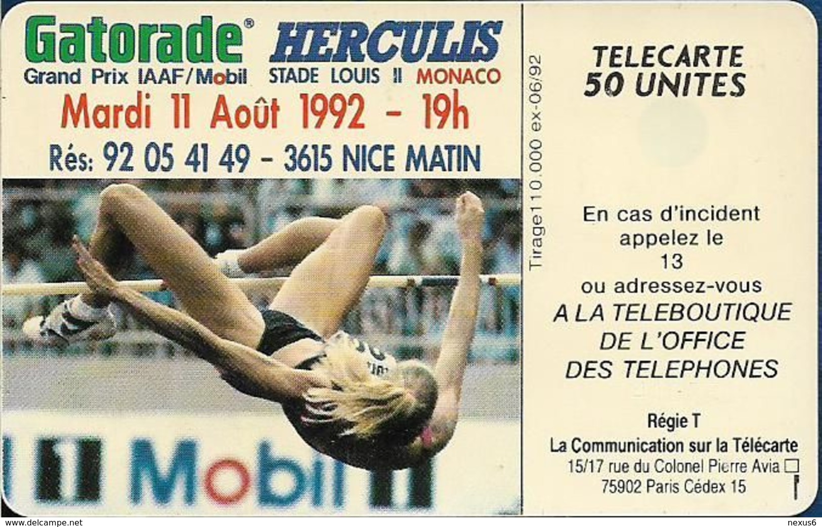 Monaco - MF24 - Herculis '92 - Cn. 41275, SC5 SB, 06.1992, 50Units, 110.000ex, Used - Monaco