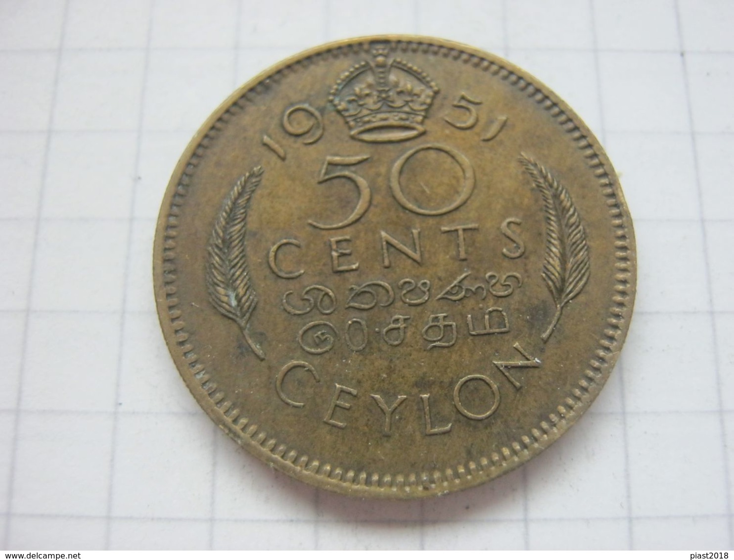 Ceylon , 50 Cents 1951 - Colonies