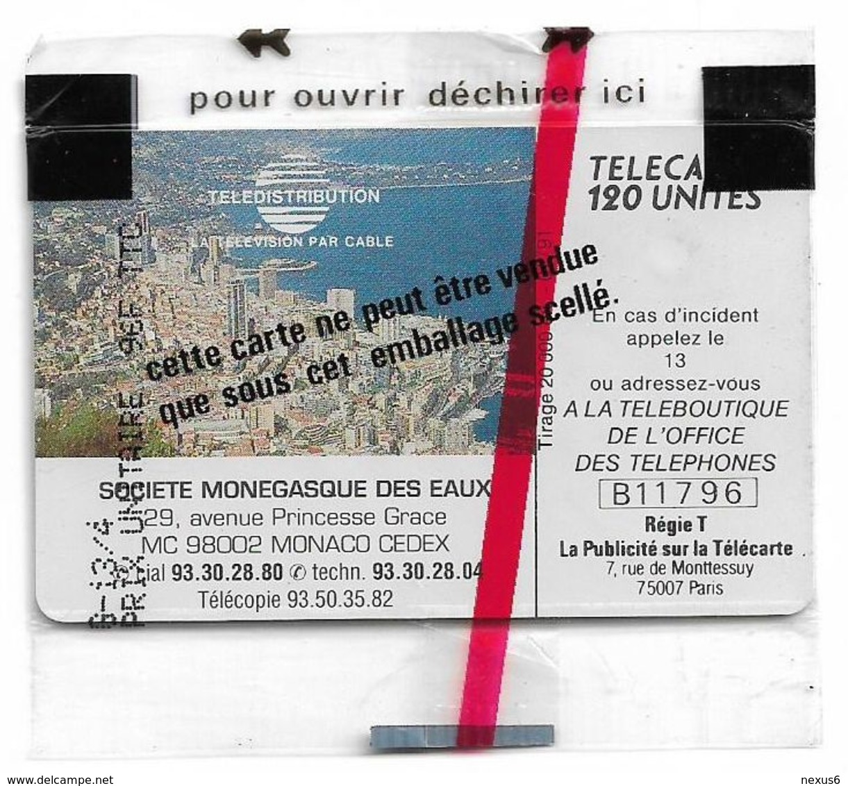Monaco - MF13 - Télé Cablée - Gem1A Symmetr. Black, 01.1991, 120Units, 20.000ex, NSB - Monaco