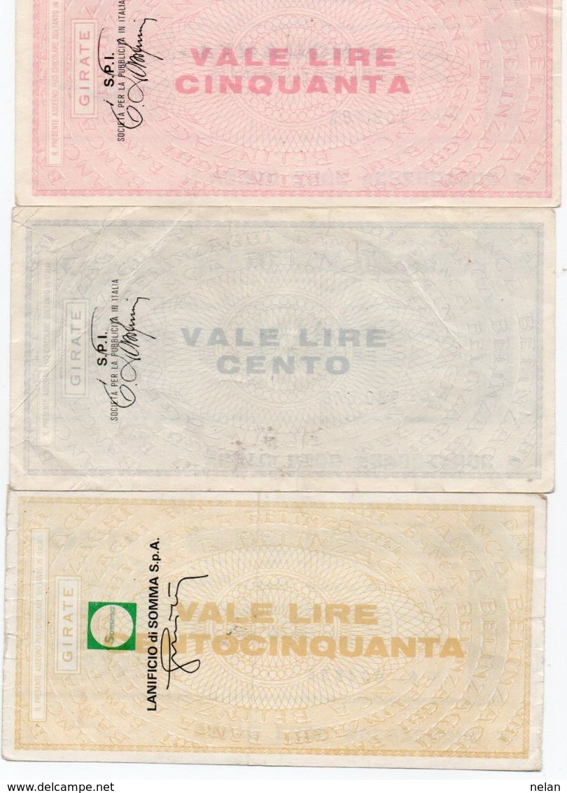 MINI ASSEGNO - LA BANCA BELINZAGHI 50,100,150 LIRE CIRC. - [10] Checks And Mini-checks