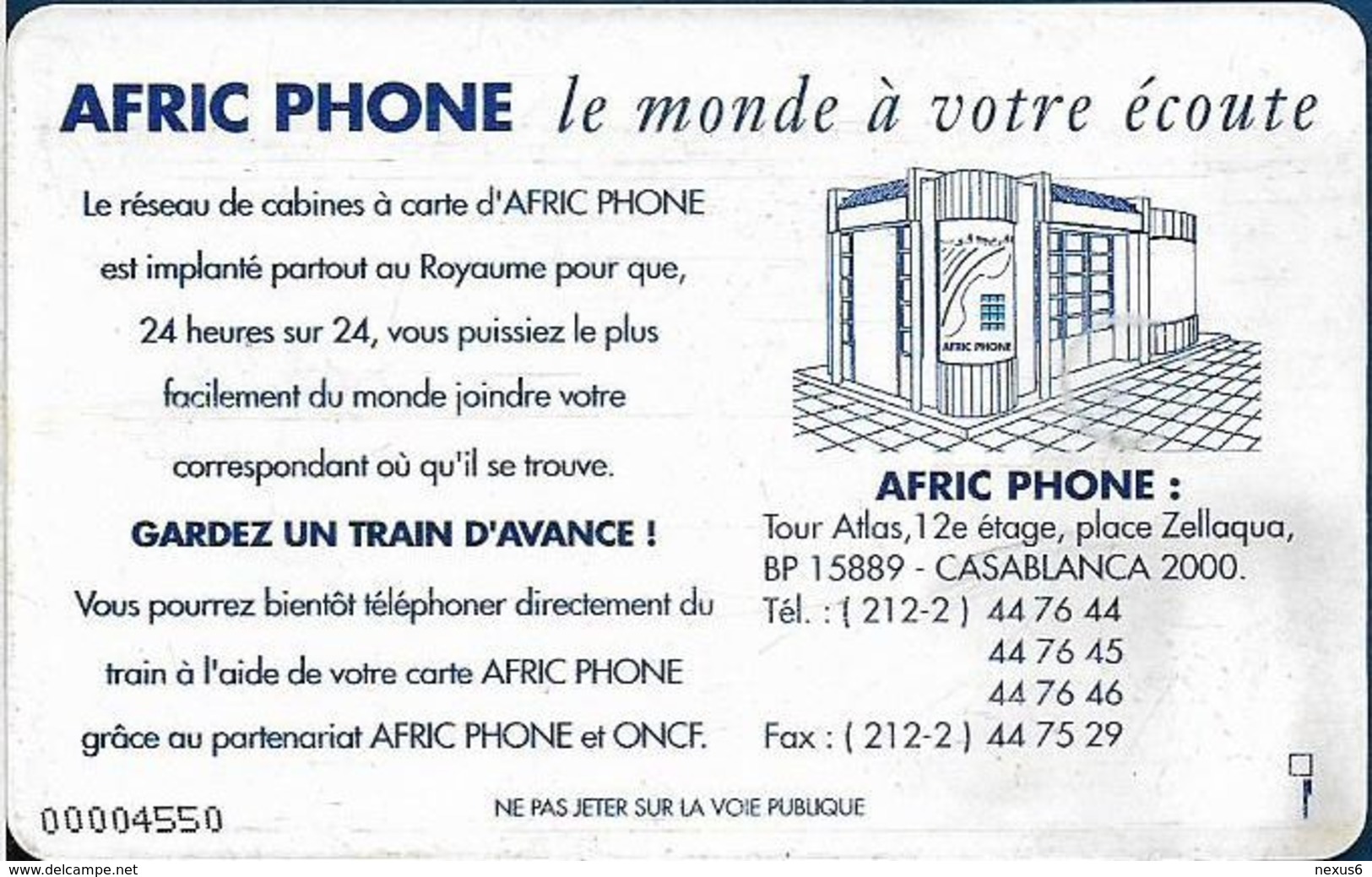 Morocco - Afric Phone - Train #2, Gem1B Not Symmetr. White-Gold, 200Units, Used - Maroc