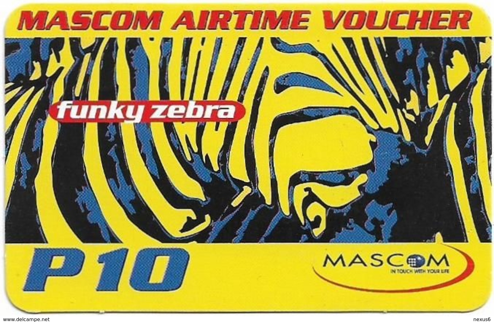 Botswana - Mascom - Funky Zebra, (Emergency Services), Exp. 17.12.2005, GSM Refill 10P, Used - Botswana