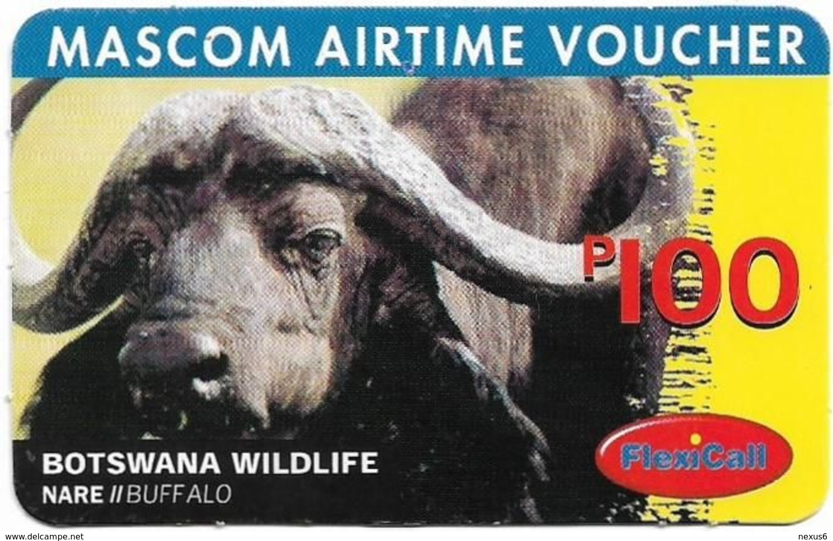 Botswana - Mascom - Wildlife Series - Buffalo, GSM Refill 100P, Used - Botswana