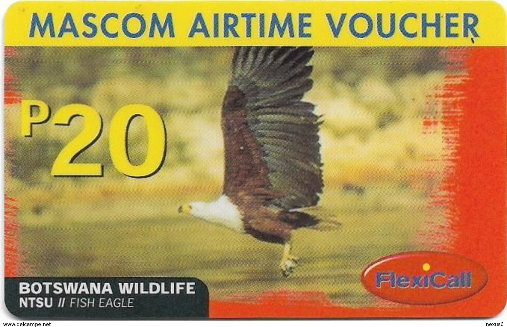 Botswana - Mascom - Wildlife Series - Fish Eagle, GSM Refill 20P, Used - Botswana