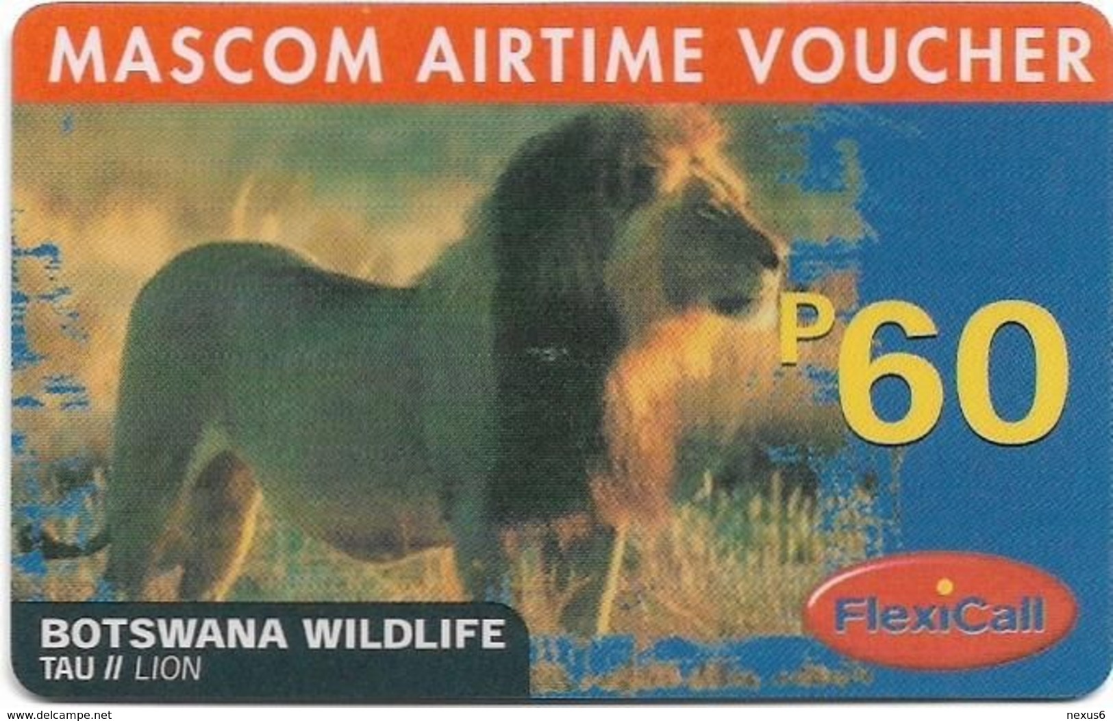Botswana - Mascom - Wildlife Series - Lion, GSM Refill 60P, Used - Botswana