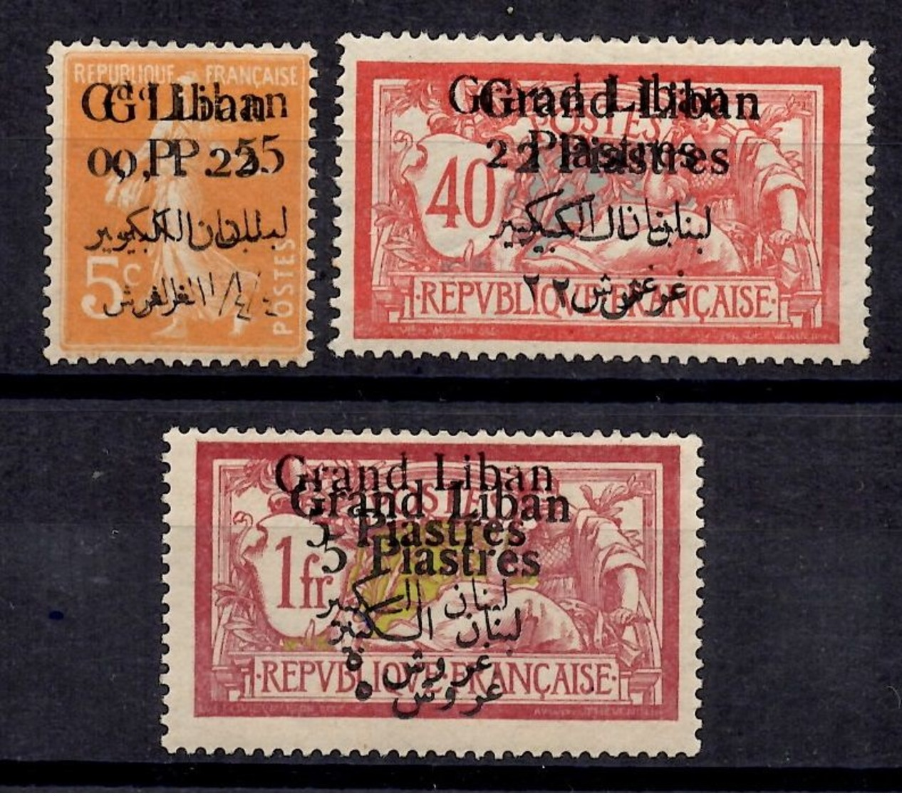 Grand Liban Variétés Maury N° 23A, 31B Et 34A Surcharges Renversées Neufs ** MNH. TB. A Saisir! - Unused Stamps