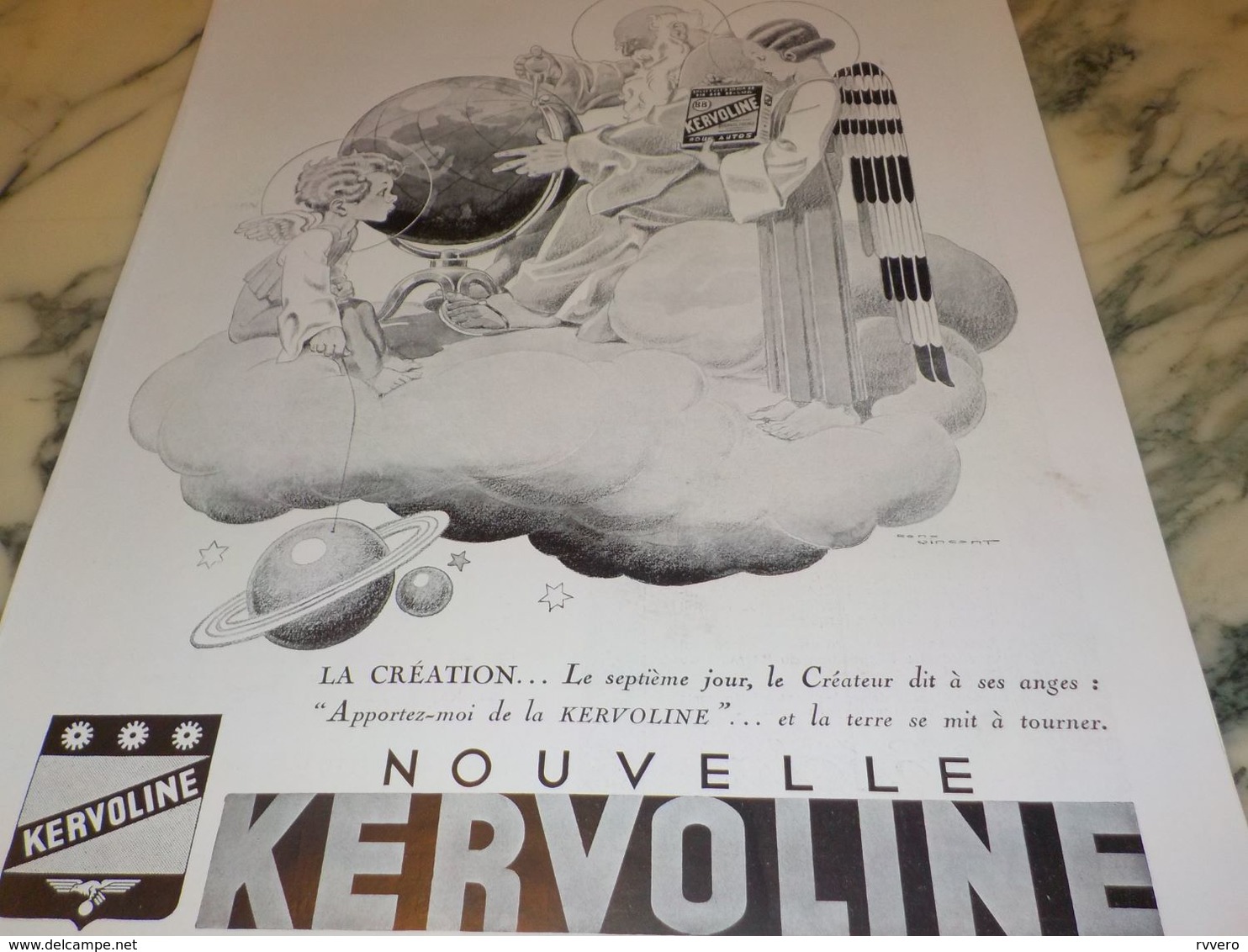 ANCIENNE PUBLICITE LA CREATION LE 7 EME JOUR  KERVOLINE 1933 - Altri & Non Classificati